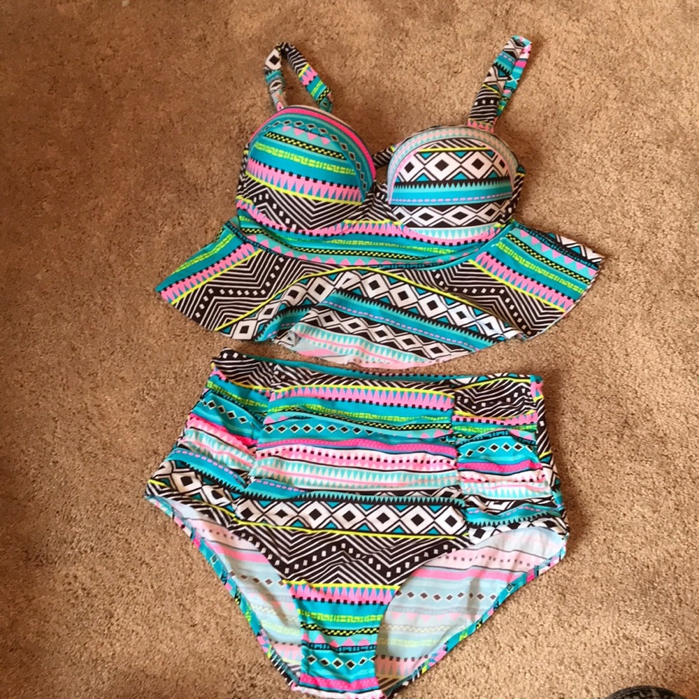High waist ruffle bikini size 12 - 14